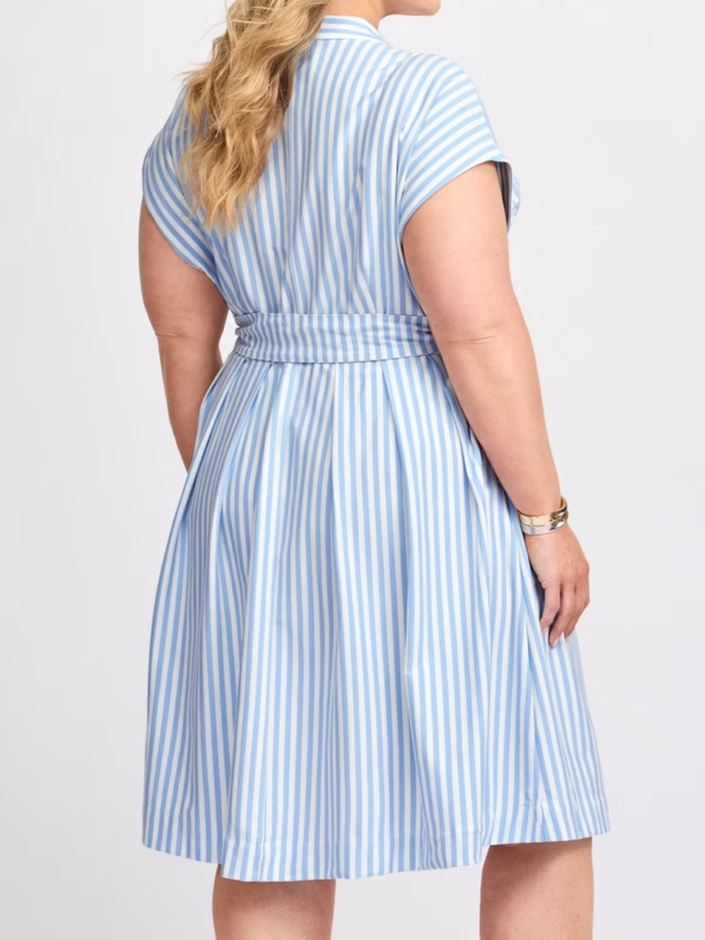 41 HAWTHORN PARIS KNIT POPLIN DRESS BLUE - S - Picture 2 of 5